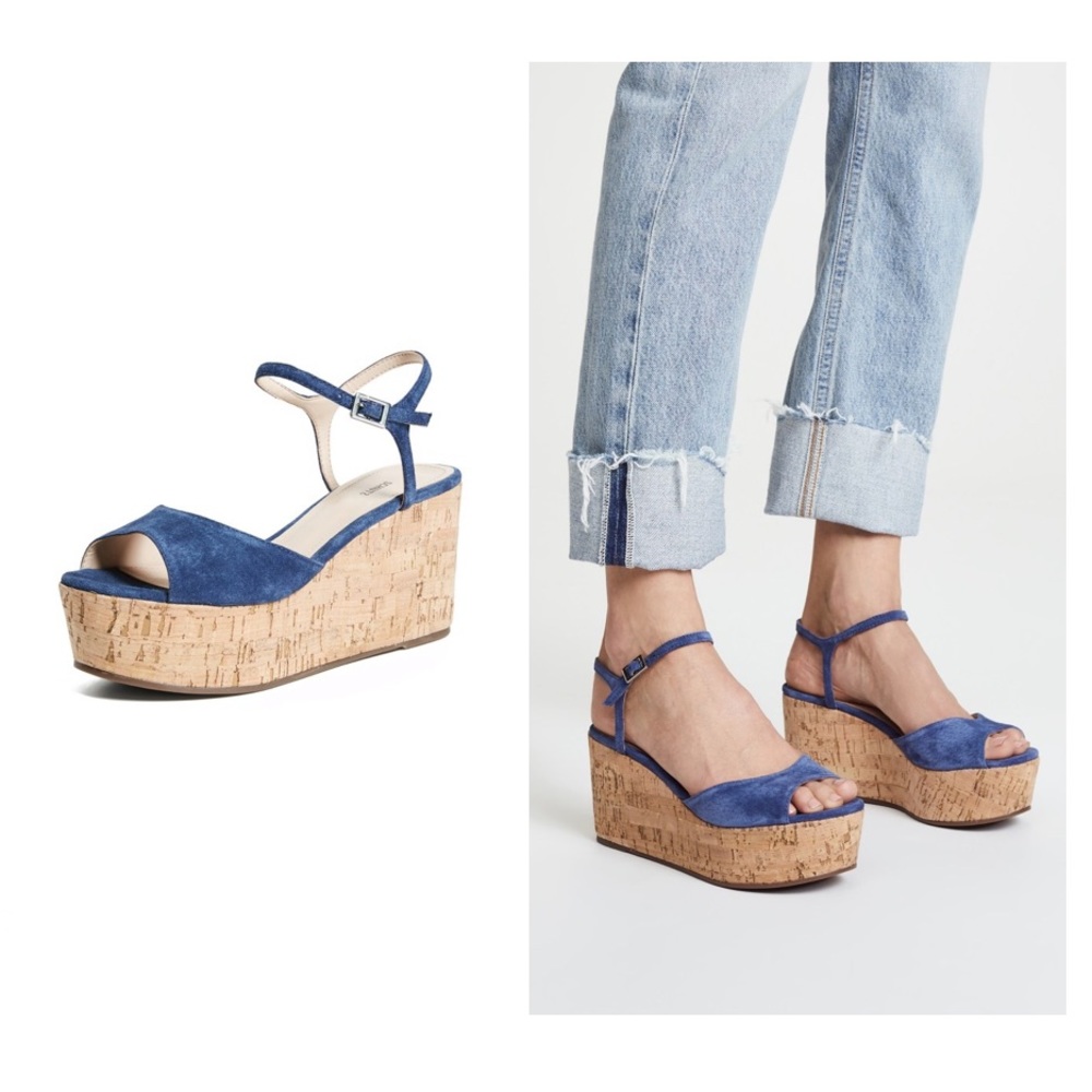 Schultz Heloise Flatform Navy Cork Wedges